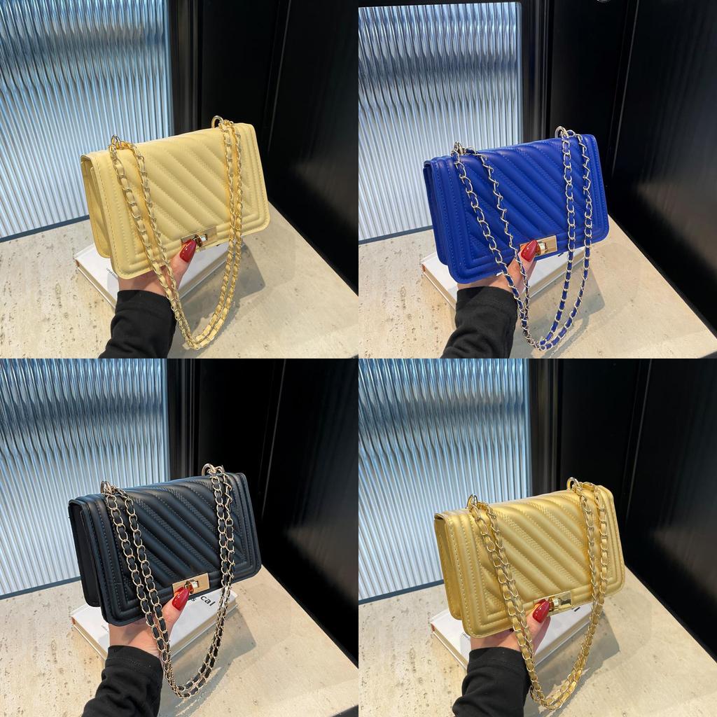 Street Style Small Square Pu Shoulder Bag With Lock Closure For Daily Use