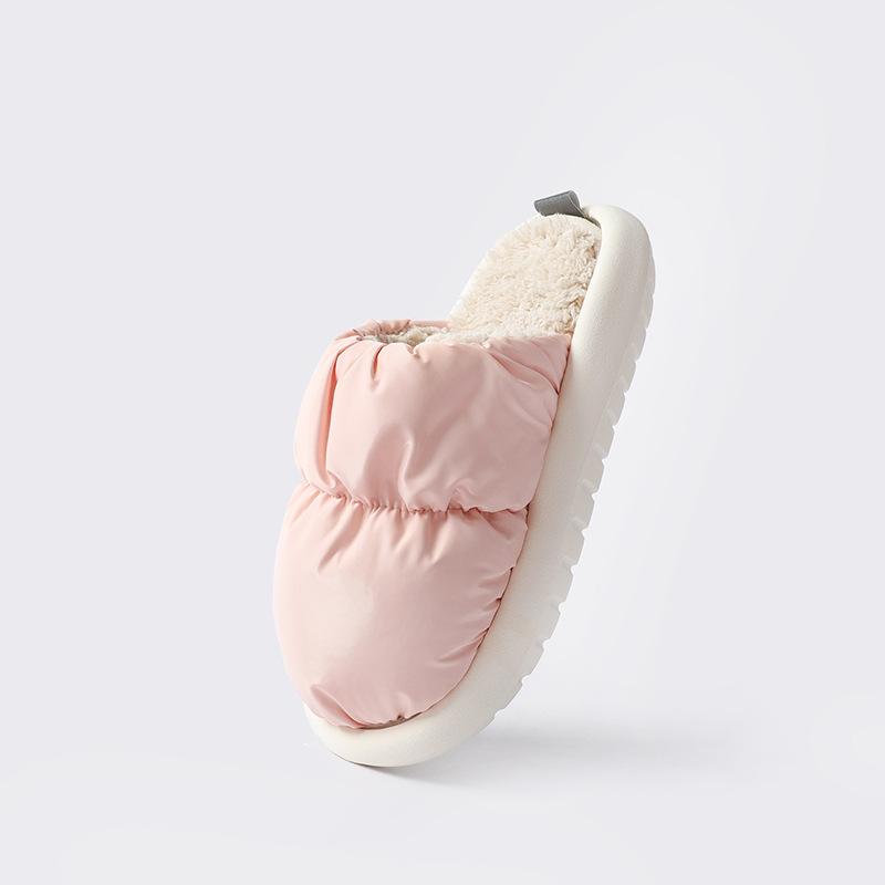 Slippers cotton slippers women wear Velcro can be torn couple thick bottom autumn and winter indoor waterproof non-slip cotton mop