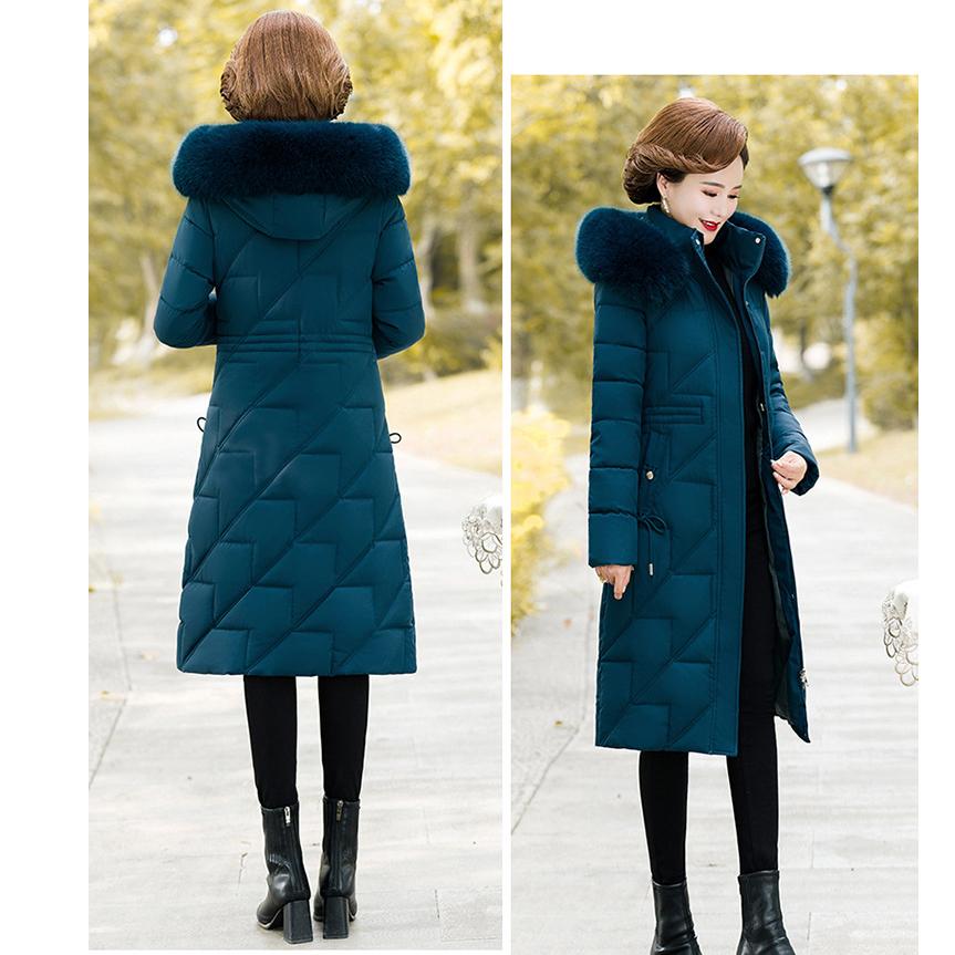 Zimní svrchní oděv Dámský teplý kabát parka Maminčin zesílený dlouhý kabát ke kolenům s pasem Teplý kabát