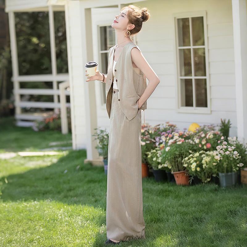 Women's Sleeveless Vest & Wide-Leg Pants Set