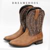 Fashion Men Mid-calf Boots Embroidery Retro Handmade Mens Boots Western Cowboy Boot Pointed Toe Boots Hand Stitching Outdoor Men's Shoes
