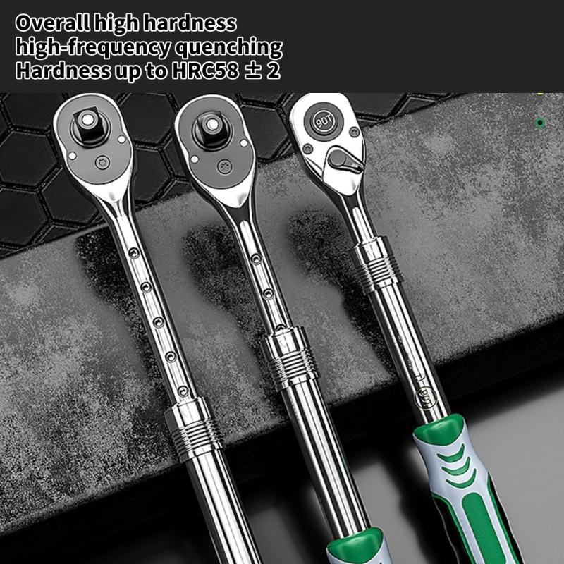 Adjustable Length Ratchet Spanner 90 Teeth Design Ergonomic Grip Professional Automotive Repair Ergonomic Handle Wrench