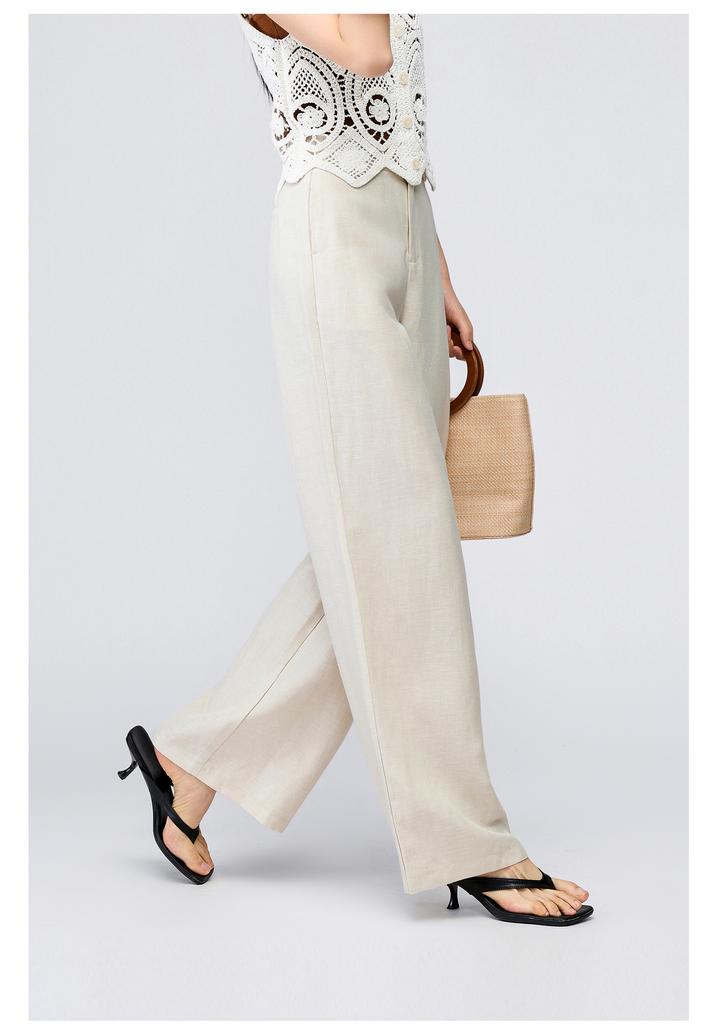 Narrow linen wide leg pants for women, loose and slimming, casual floor length pants for women, straight leg pants