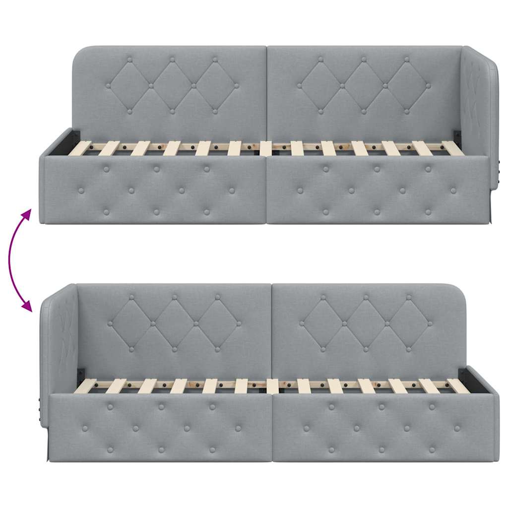 Corner Bed Frame Light Grey 80 X 200 Cm Fabric