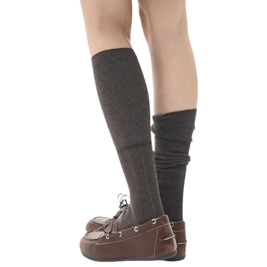 Gray Splicing Vertical Pattern Calf Socks Women'S Mesh Breathable And Thin Stacking Socks Summer Thin Lazy Boneless Jk Socks