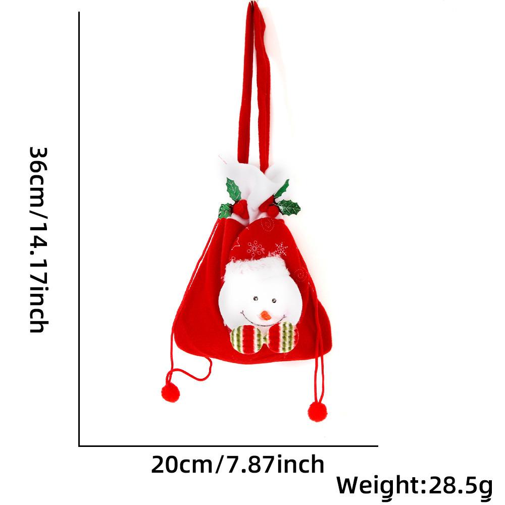 Christmas Whimsical Gift Bag In Plush Material Featuring Santa Bear And Design Snowman