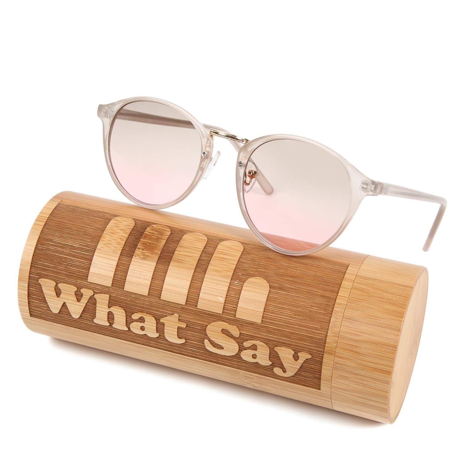 

FASHION OUTDOOR UV400 Polarized Lens Classic Frame Color Lens Mirror Lens Sunglasses Clear Lens Date Glasses Brown x Pink [What Say] (Light