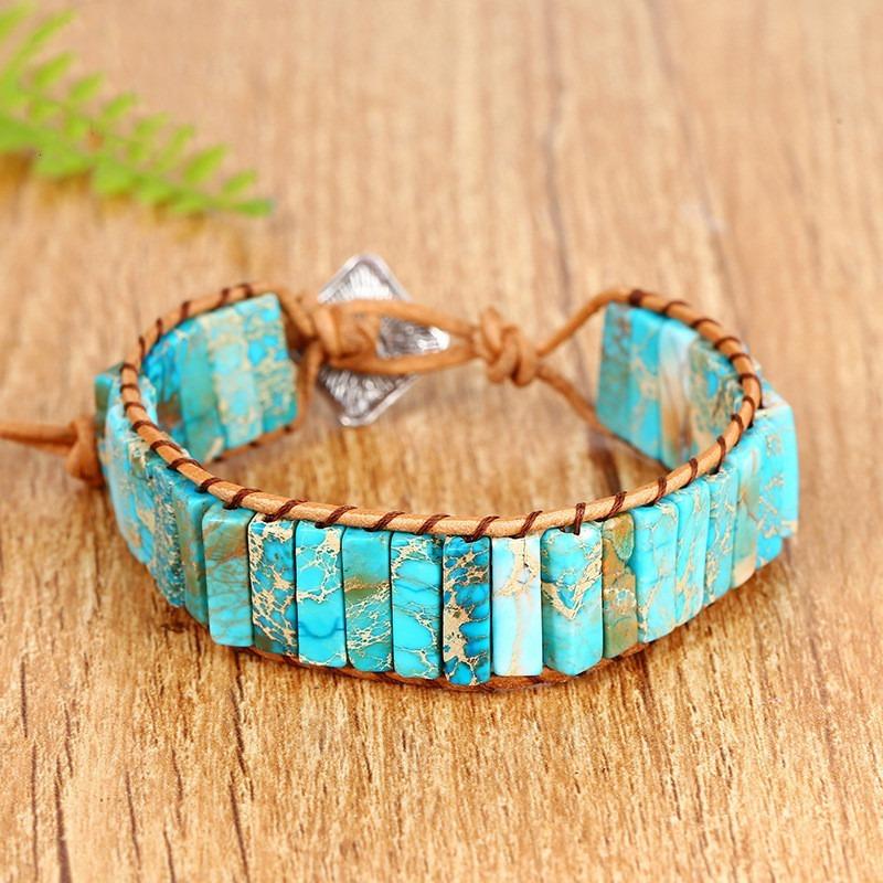 Bohemian Chakra Stein Armband für Damen Herren, Kaiserstein Geflochtenes Seil Gewebtes Handgelenk Armband, Mode Handgemachter Schmuck Geschenk