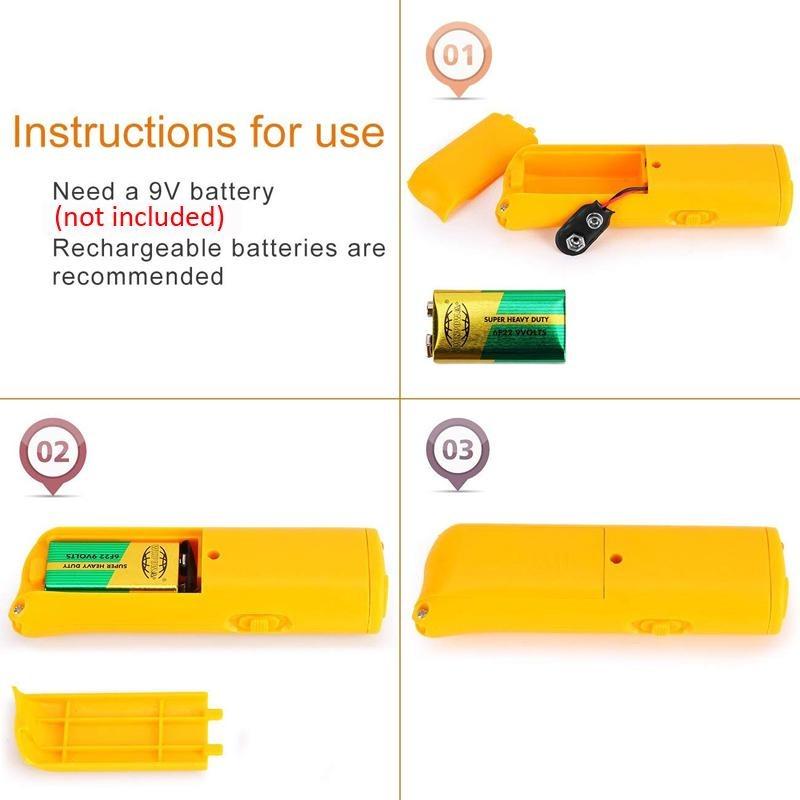 3 In 1 Et Dog Repeller Anti Barking Device Ultrasonic Dog Repeller Stop Bark Control Training Supplies With LED Flashlight