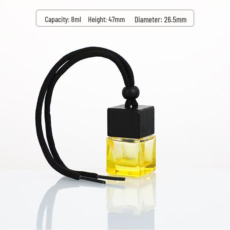 Square Car Aromatherapy Pendant - Mini Glass Essential Oil Diffuser & Decorative Fragrance Bottle