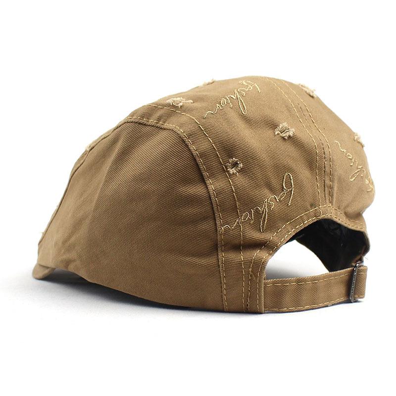 Ripped beret men's cotton cloth do old fashion letter embroidery cap new forward hat