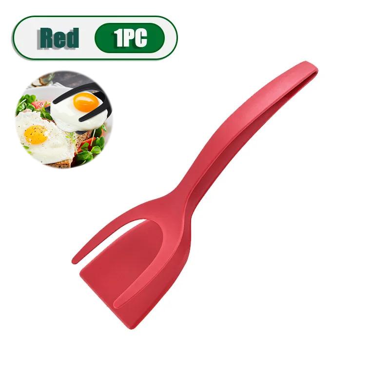 2 In 1 Nylon Grip Flip Tongs Egg Spatula Tongs Steak Spatula Tongs Clamp Pancake Fried Turners Kitchen Accessories