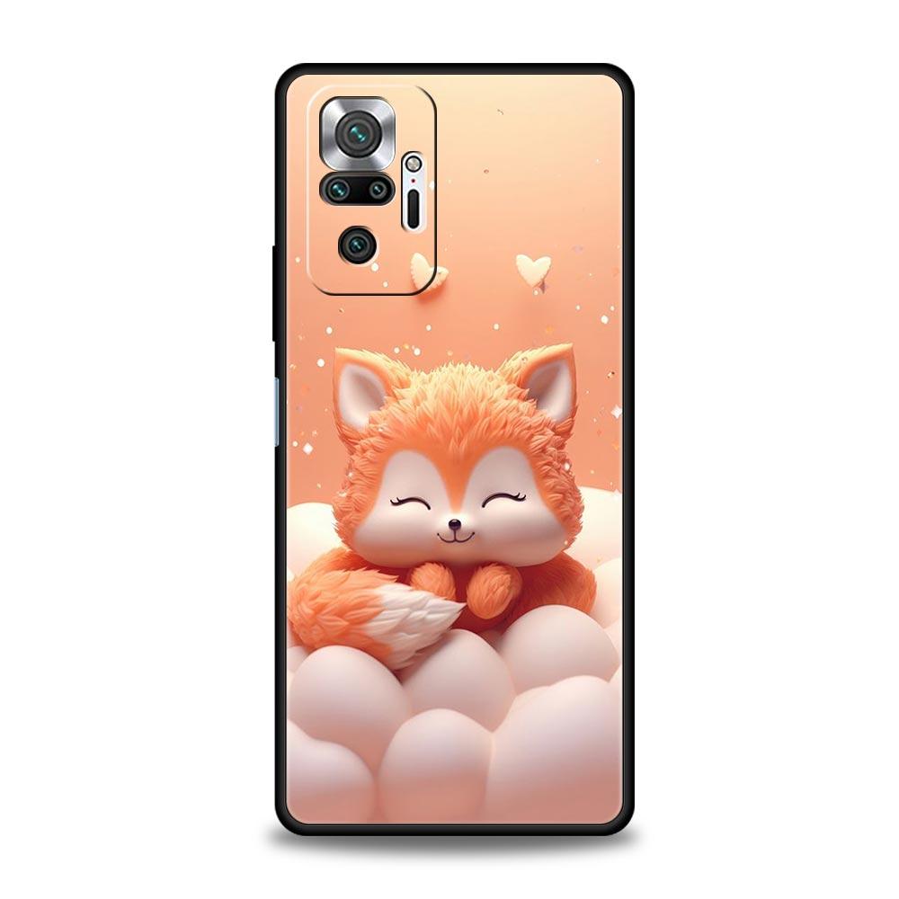Phone Case Cover for Redmi 14C 10C Note 15 14 13 12 10 11 Pro Plus K40 5G Soft TPU Shockproof Fundas Shell Cute Animal Fox Capas