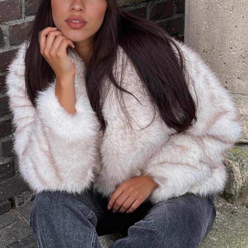 New Autumn and Winter Women's Large Lapel Imitation Fur Warm Coat Imitation Fox Plush Coat Tops