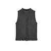 Women's Spring Clothing French Style Design Single-Breasted Laminated Decoration Soft round Neck Sleeveless Tops 5584314