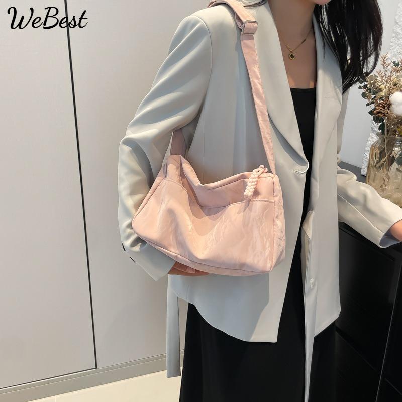 Soft Leather Large Capacity Artistic Shoulder Bag Korean Commuter Underarm Bag Fashion Relaxed Tote Bag Women