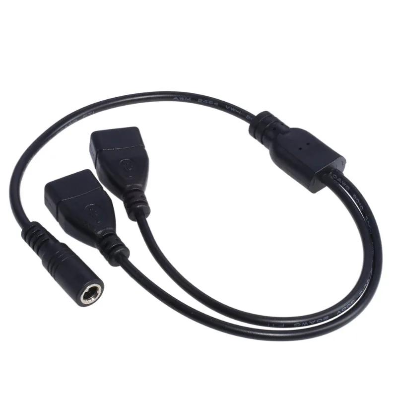 DC Cord 5.5*2.1mm Female To Dual USB Female Extension Cable Power Splitters Supply Adapter Charger Converter