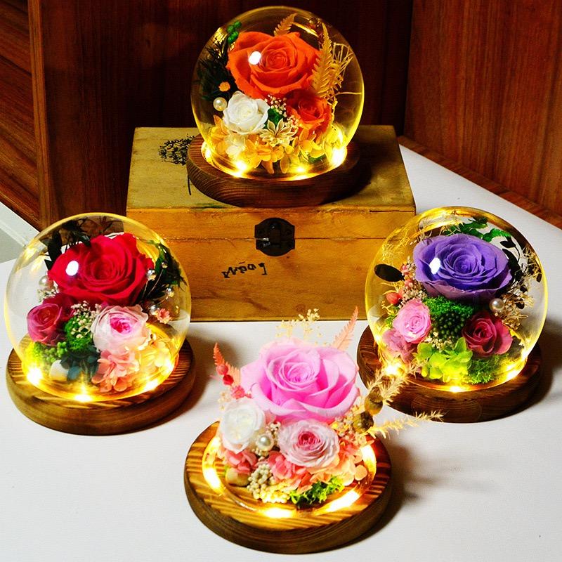 Real Rose Flower Gifts for Women, Birthday Gifts For Women,Womens Gifts for Christmas, Light Up Rose In A Glass Dome,Flower Gifts For Her,Anniversary