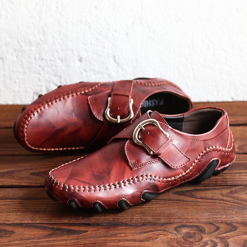 Men's shoes octopus casual shoes spring low-top surface Velcro flat-bottomed driving beans small leather shoes single shoes