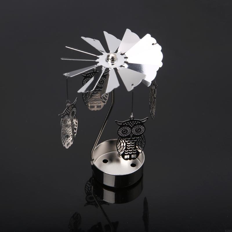 

62KD Rotating Holder Spinning Tea Light Carousel Romantic Candlestick Ornament for Wedding Party Bar Hotel Home Decor