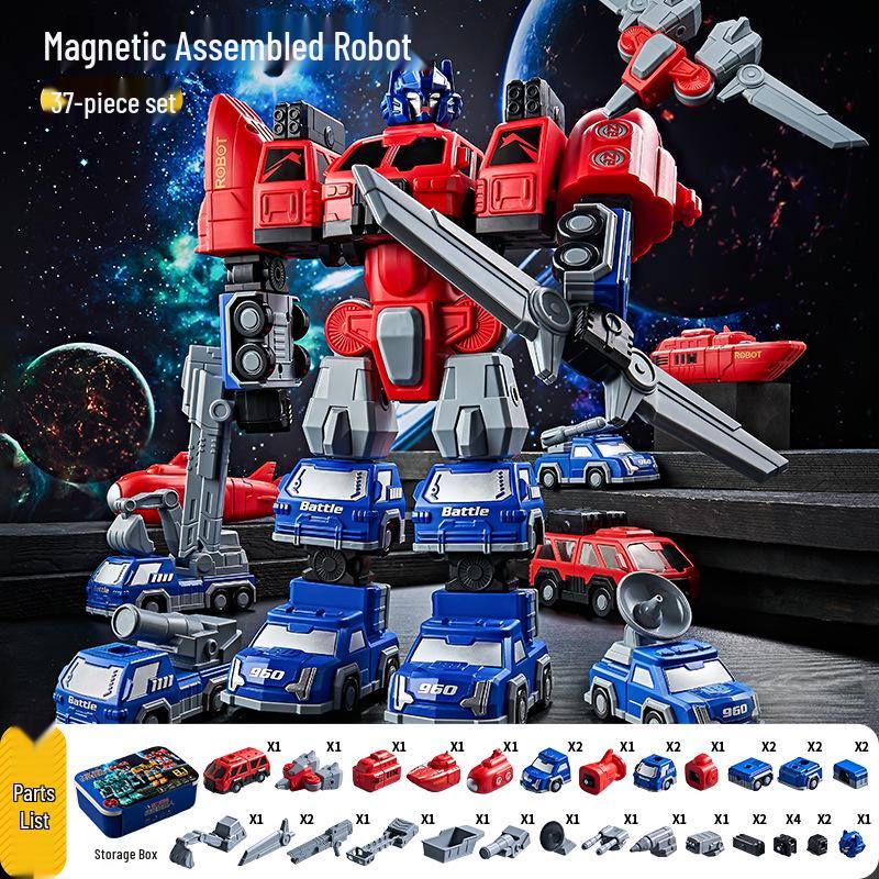 Children's 3D Magnetic Transforming Robot Car Toy - Versatile Warrior Model