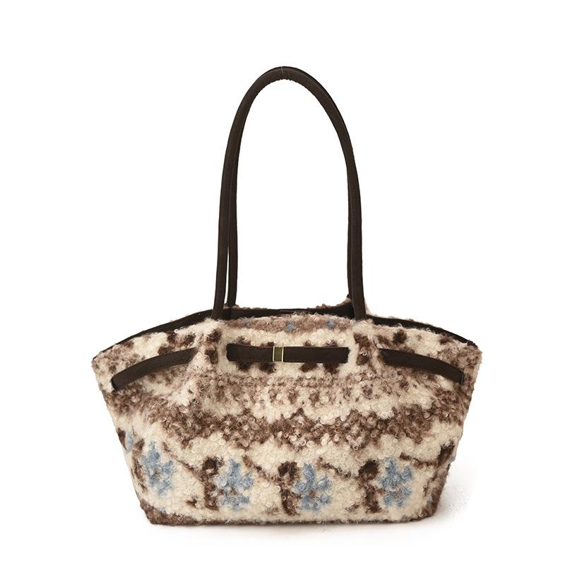 Retro Large Capacity Single-shoulder Bag with Checkered Pattern for Casual Use, Tote Bag