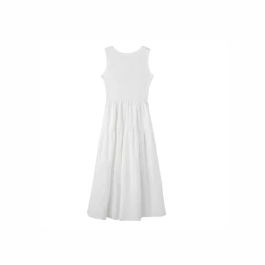 French Hepburn-Style Patchwork Vest Dress: Chic High-Waist A-Line Skirt for Summer Women