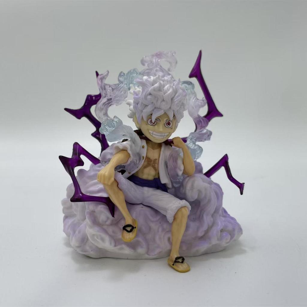 Anime One Piece Figure Q Edition Sitting Posture Nika Luffy Cute Toy Statue Doll Collection Car Decor Children Birthday Gifts