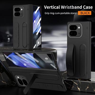 Etui dla Google Pixel 9 Pro Przyjazne dla skóry Składany zawias z elastyczną opaską na nadgarstek Osłona ekranu z hartowanego szkła Pixel Fold 2 Podstawka