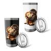 Double Wall Insulated Tumbler Cartoon Monkey Water Bottle 600ml Stainless Steel Travel Mug Portable Thermal Drink Container for Home