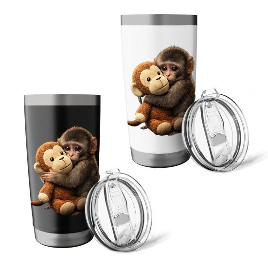 Double Wall Insulated Tumbler Cartoon Monkey Water Bottle 600ml Stainless Steel Travel Mug Portable Thermal Drink Container for Home