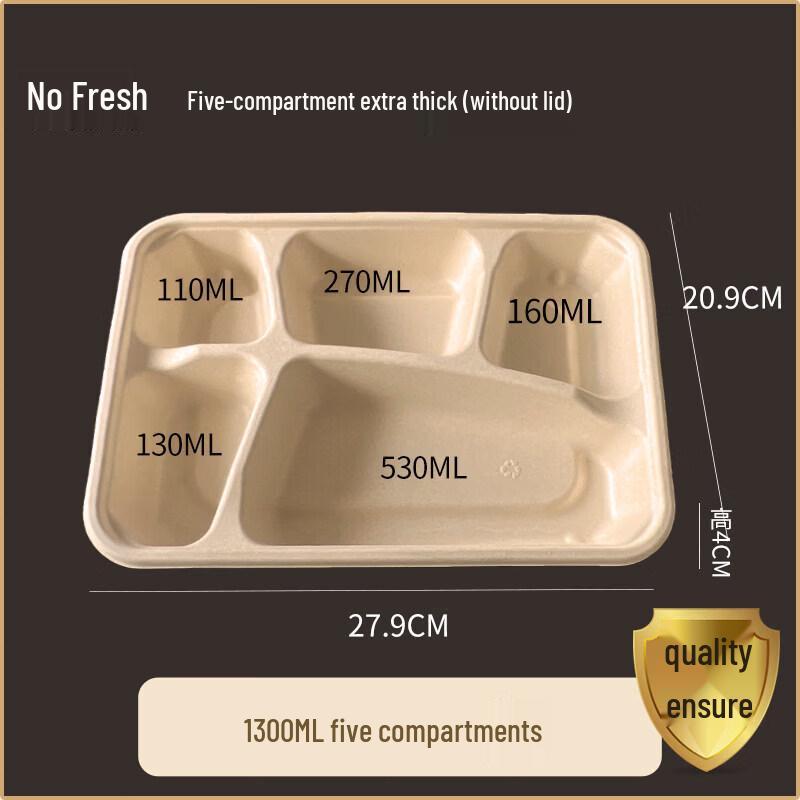 Qiwei Disposable 4-Compartment Pulp Lunch Box