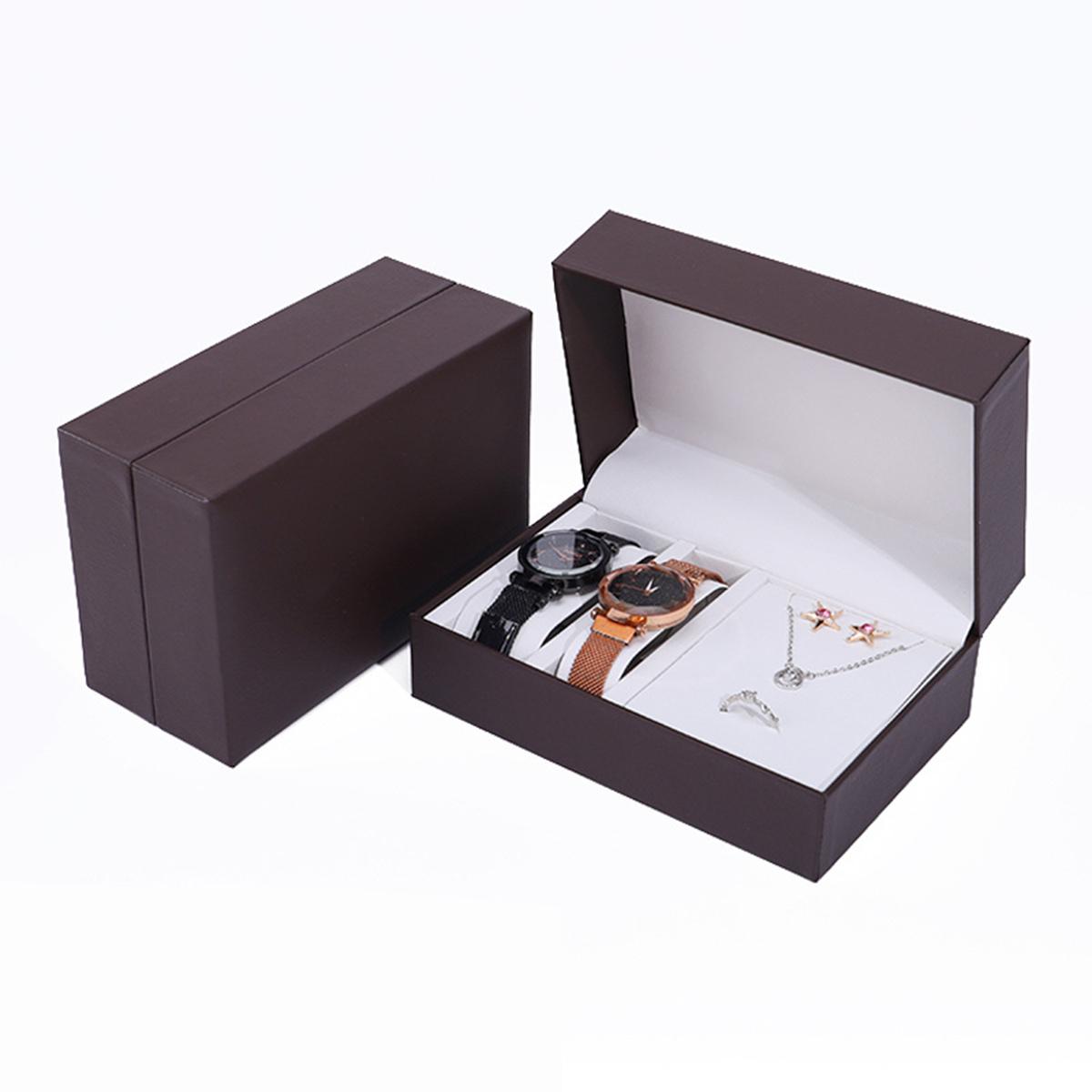 

PU Wrist Watch Box Holder Organizer Storage Case Earring Necklace Ring Jewelry Display Container for Couple watch box