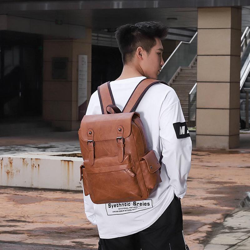 Warnerheim Men's Stylish Retro PU Laptop Backpack