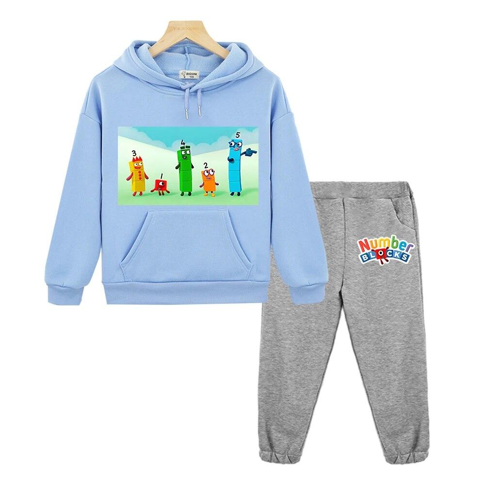 Anzahl Blöcke Mit Kapuze Sets Kinder Boutique Kleidung Herbst Jacke Casual Fleece Pullover Anime Hoodie Sweatshirt Jungen Mädchen Kleidung