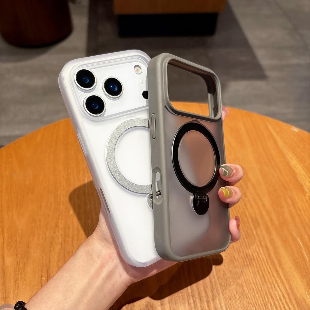 Suitable for IPhone17promax Matte Touch Phone Case 360 Degree Rotating Magnetic Stand, Apple 16 Protective Case
