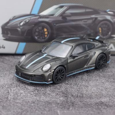POPRACE 1:64 992 STINGER GTR Black and Blue Textured Alloy Car Model