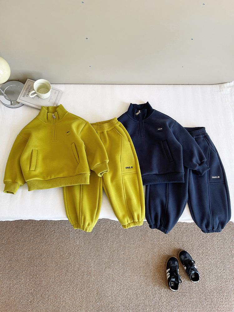 Nausicaä 2025 Zima Dziecięcy Zestaw Bluza Polarowa w Stylu Koreańskim - Stójka, Unisex Ciepły Dwuczęściowy.