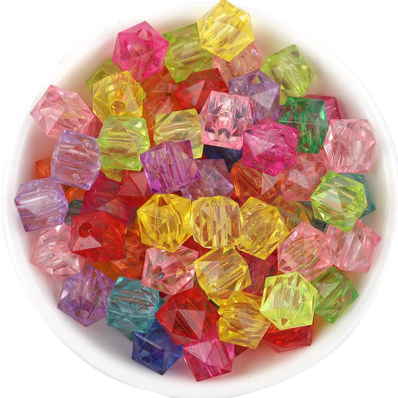 Acrylic Candy Color Faceted Beads: Transparent Square and Rhombus DIY Beading Materials