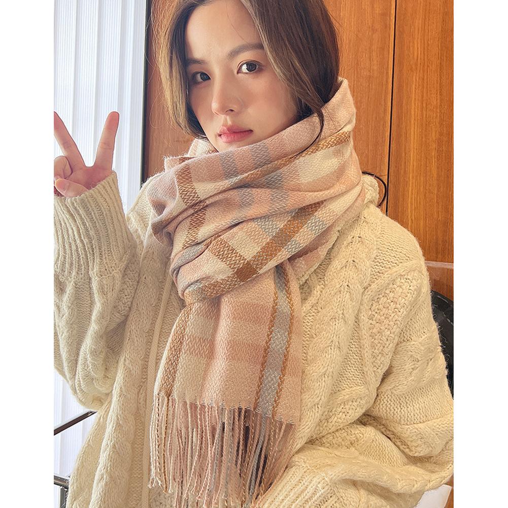 Women Fashion Plaid Scarf Winter Sweet Warm Imitation Cashmere Shawl Neck Warmer For Birthday Gifts