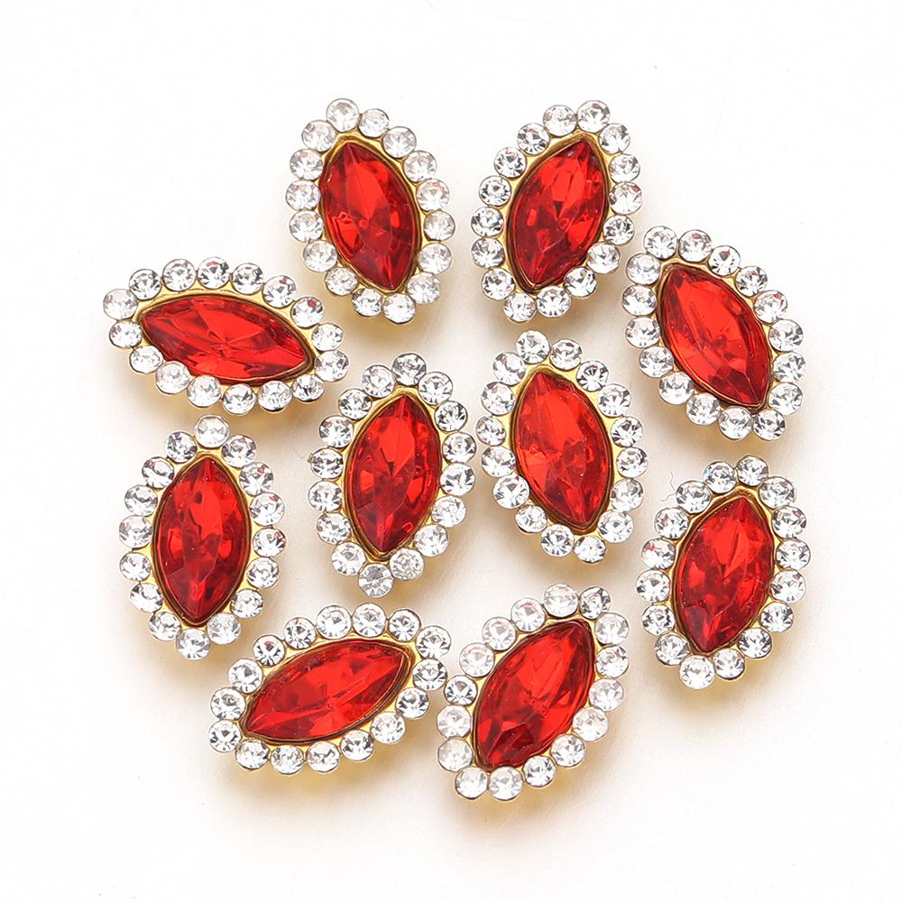 

30pcs/lot Colorful Horse Eyes Acrylic Rhinestones With Gold Claw Iron Base For Sewing Hairpin Brooch Beads DIY Jewelry Making красный