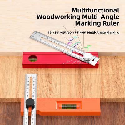 Adjustable Woodworking Multi-Angle Marking Ruler Depth Measuring Ruler Positioning Scribing Protractor Tool