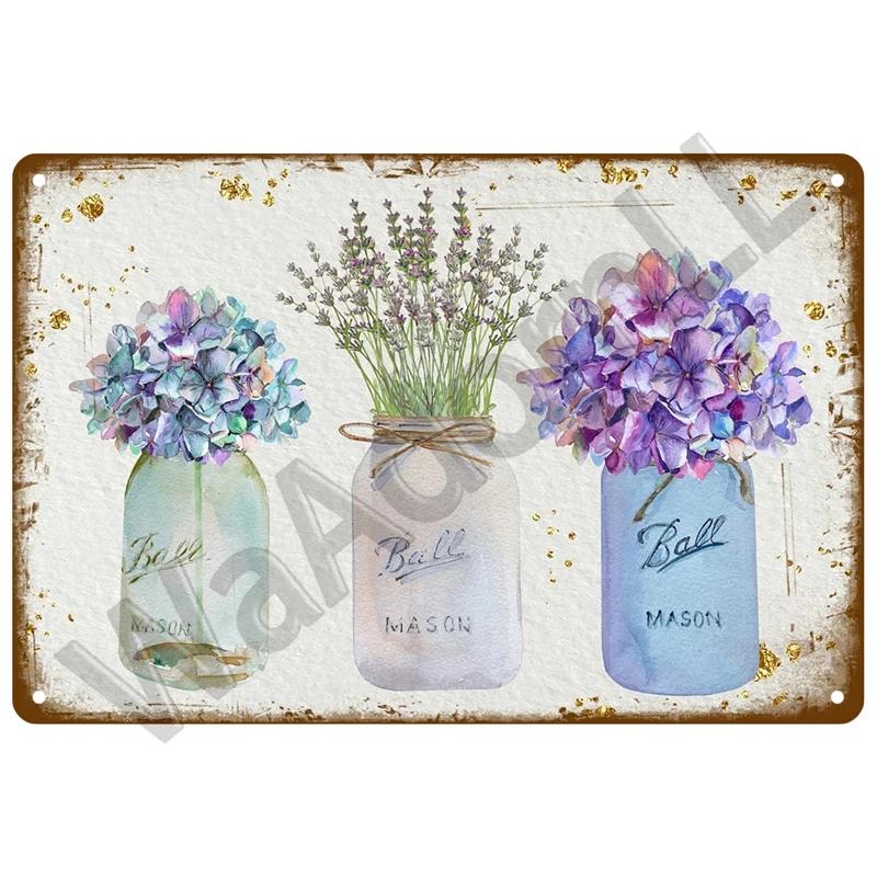 Retro Flowers Bird Metal Sign Garden Decorations Wall Art Mural Vintage Tin Sign Home Plate Room Decor Garden Painting Gift F