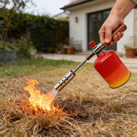 22.4" Long Propane Weed Torch Detachable Long Arm Cooking Torch for Garden Wood Melting Ice Snow Roofing Outdoor