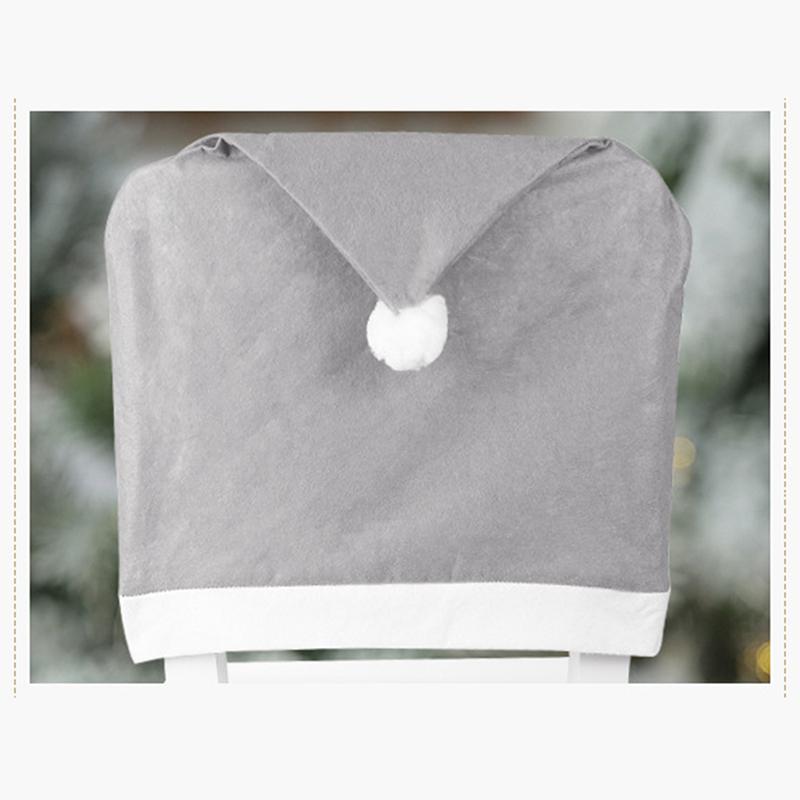 Christmas Grey Hat Chair Back Cover Xmas Chair Decoration Christmas Home Decor