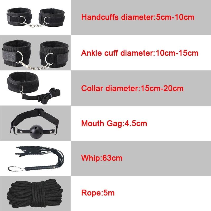 BDSM Bondage Set Sex Product Erotic Toys For Adults Games Plush Leather Handcuffs Nipple Clamps Gag Whip Rope Anal Plug