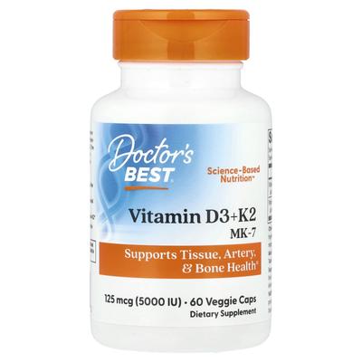 Vitamin D3 + K2, MK-7, 60 Veggie Capsules