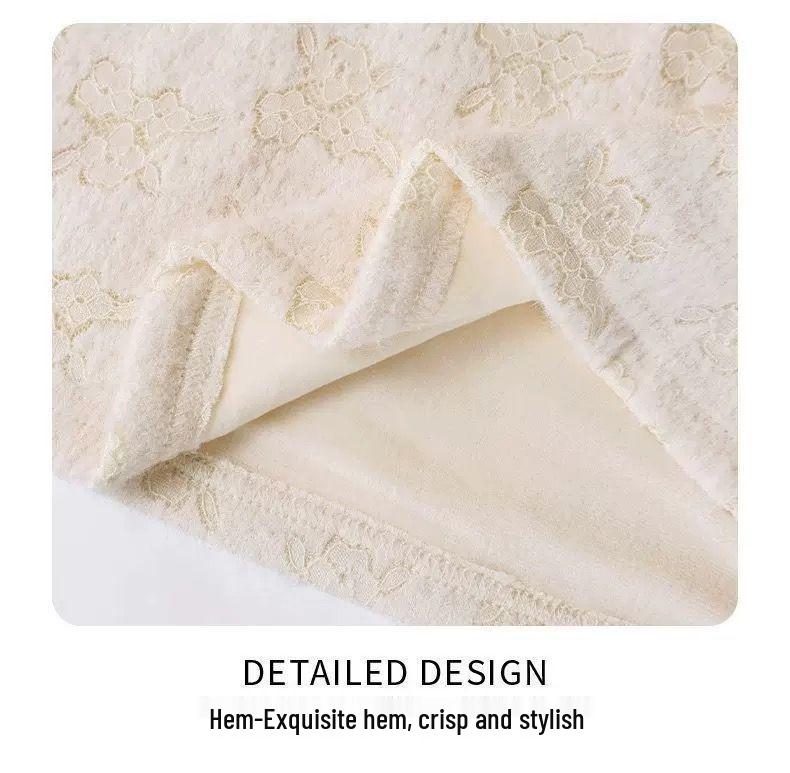 Dámská flanelová košile s vysokým límcem a krajkou - Stylová teplá základní vrstva pro podzim/zimu