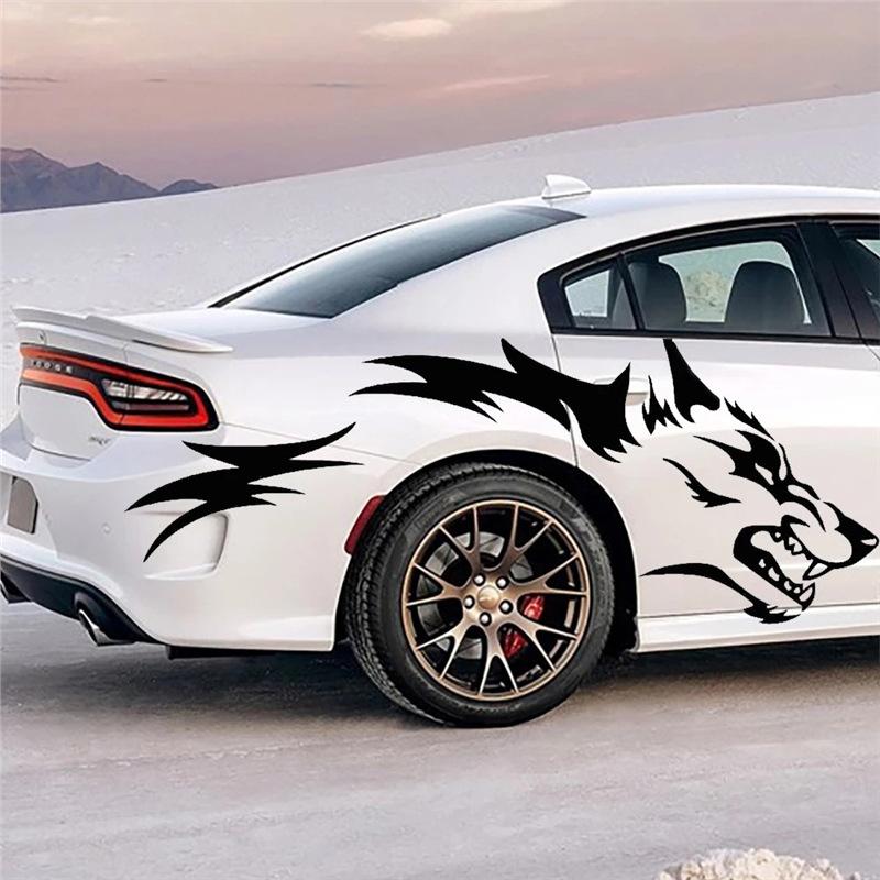 Ouyaohong Unisex White 1 Pcs Howling Wolf Sticker On The Car Vinyl Decal Waterproof Decoration Car Stickers