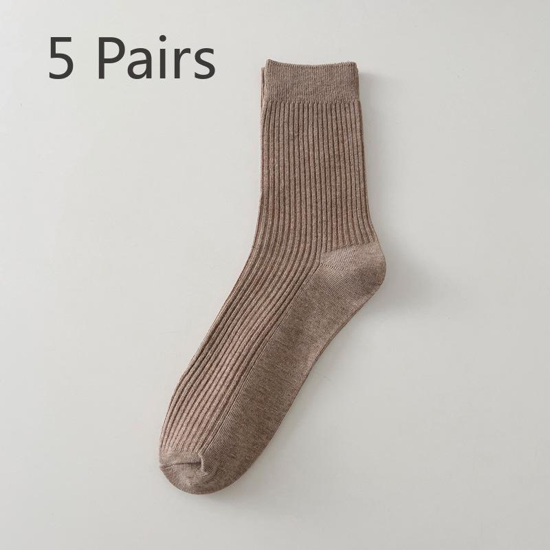 5 Paar Herren Herbst- und Winter Klassische Sport Freizeit Business Einfarbig Baumwolle Kniestrümpfe